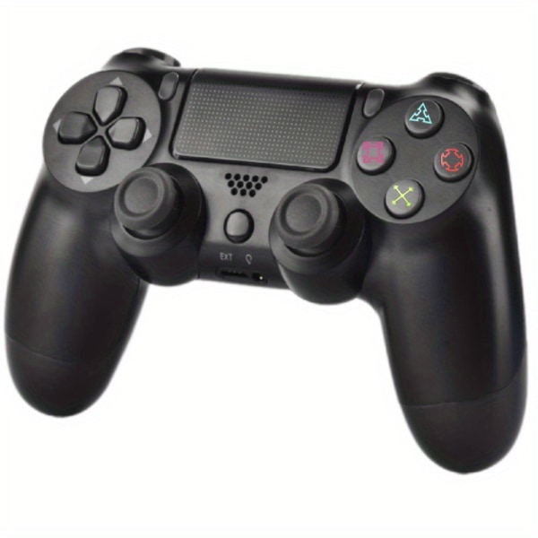 PS4 trådlös handkontroll med dubbla motorvibrationer, stöder PS4/Steam/PC/Smartphone,, stort inbyggt batteri fungerar i upp till 6-8 timmar (svart) Black