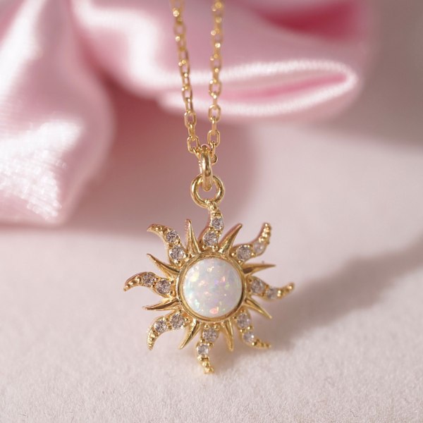 Eurooppalainen ja amerikkalainen opaali kaulakoru Dopamiini Barbie kaulakoru Opaali riipus Cross-Border Micro Inlaid Zircon Xingx riipus Pend White Opal Gold Necklace