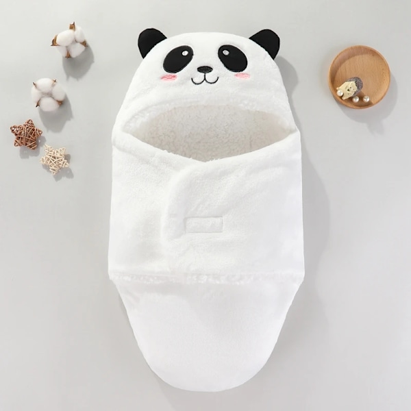 Mjuk baby sovsäck varm höst och vinter nyfödd baby wrap filtar tecknadCocoon för spädbarn Flanell  Baby Sleepsack 0-9M White-panda 0-3M