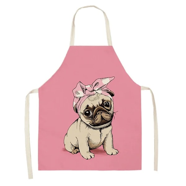 Söt Hund Pug Mönster Skriv Ut Kök Förkläden Unisex Middag Fest Matlagning Bib Rolig Pinafore Rengöring Förklädnad 55X68cm style 21 38x47cm