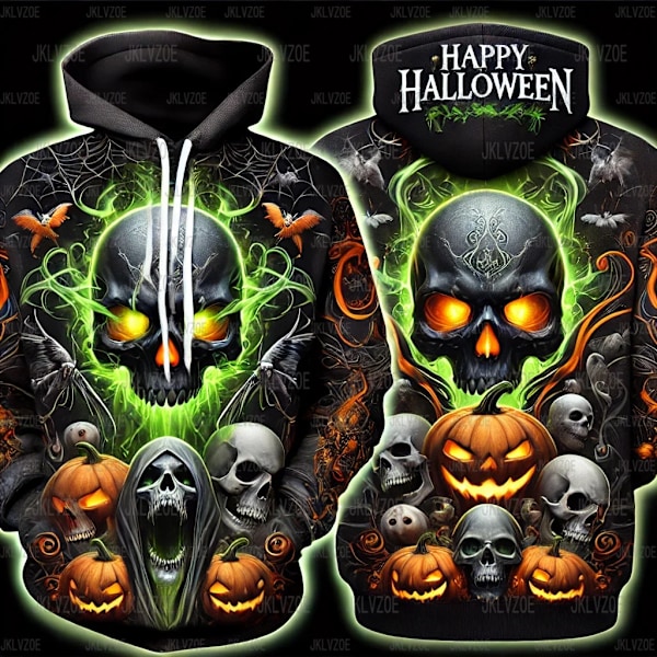 Efterårets nye Halloween hættetrøjer Nightmare Before Christmas 3D Print Hoodie Mænd Kvinder Mode Oversized Casual Sweatshirt Pullover wjr818013-JCS L