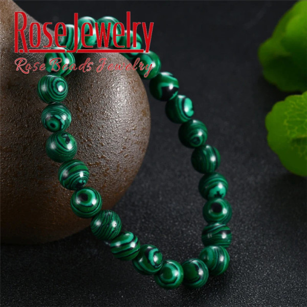 Högkvalitativa fashion gröna malakit armband armband för kvinnor män kristall charm armband buddhistiska pärlor födelsedagspresent Green Bracelet 8mm