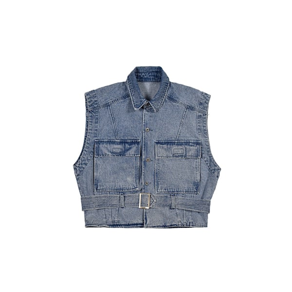 Mode Mærke Casual Slim-Fit Lomme Ærmeløs Denim Vest Mænds Koreansk Stil Trendy Rock Sommer 2021Ny Black XXXL