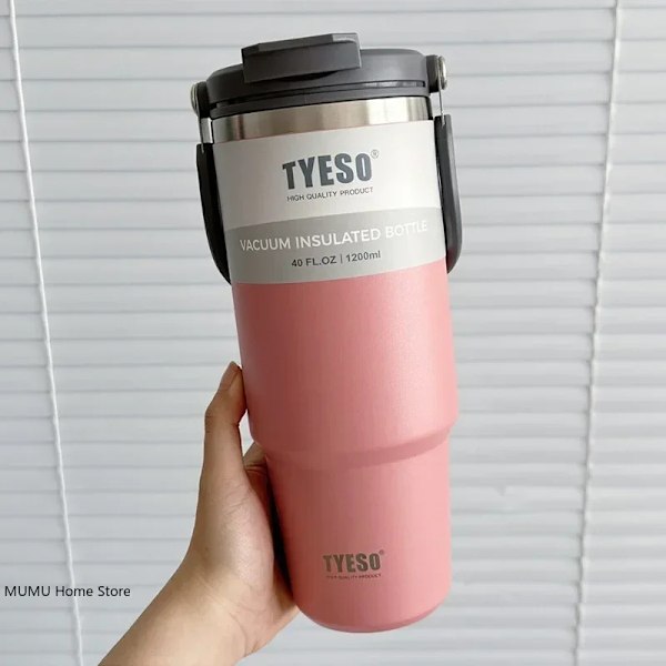 Tyeso Termisk Vandflaske Stål Dobbelt-Lag Isoleret Kop Kold Og Varm Kaffe Kop Tumbler K Rejsemug Pink 600ML