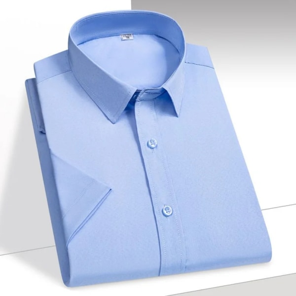 Herrskjorta kortärmad elastisk silkesskjorta i massiv is Lättskött Formell Bekväm klänning Skjortor Man Basic Man Kläder Gray L-39