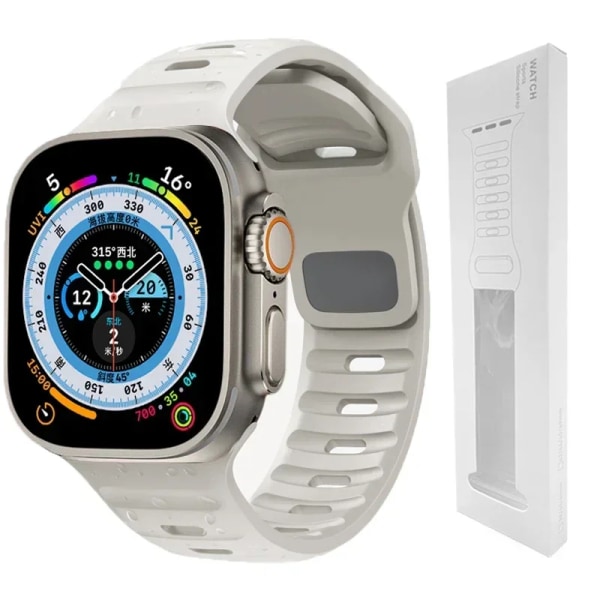 Silikonrem för Apple Watch Band 49mm 44mm 45mm 40mm 41mm 42mm 38mm Ultra 2 Sport Correa Armband iwatch Series 9 8 7 6 5 se starlight-BOX19