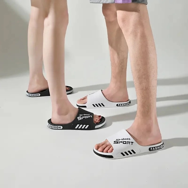 Kesä Uudet Miesten Tossut Pvc Pehmeä Tavallinen Ranta Tossut Suuret Koko Ulkona Anti-Slipp Flip Flops Sandaali Mies Koti Kylpyhuone Tossut White 36-37(suggest 35-36)