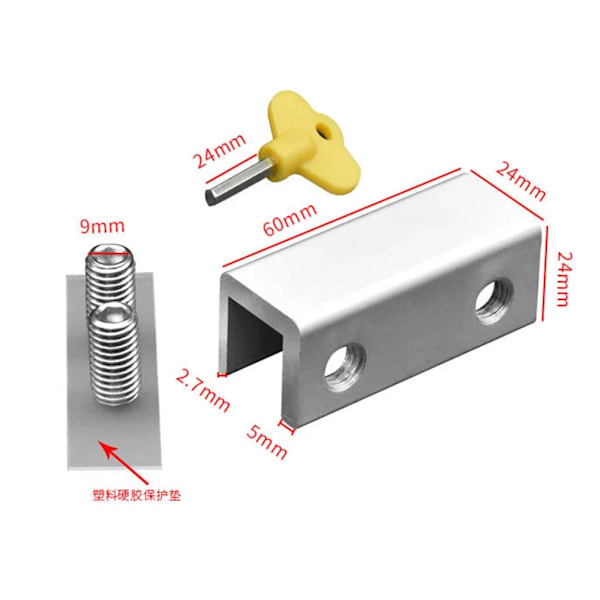 Fönster Säkerhet Key Lås Limiter Skjutdörr Proppar Aluminium Legering Stål Säkerhetslås Barnskydd Anti-Thef T Låsa Short