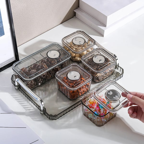 Plastik Caddy Serveringsfad Krydderifad Opbevaringsbeholder Tørret Frugtfad Frugt Snacks Serveringsfad til Bryllup Køkken Clear 6 Bowls A