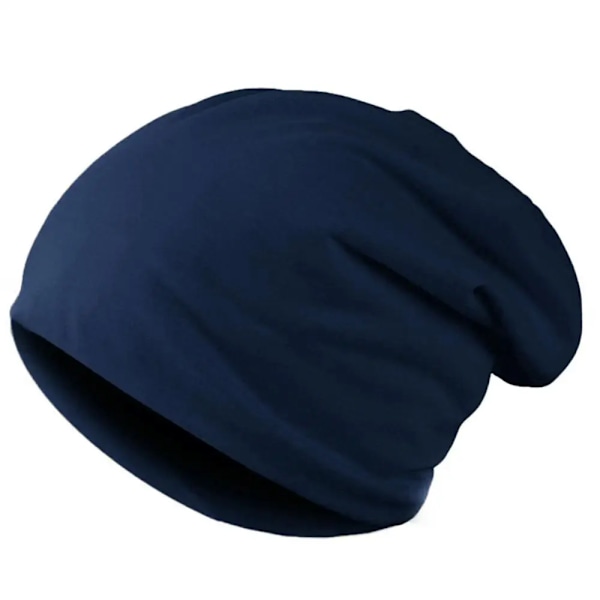 Vintervarme Huer til Kvinder 2024 Casual Stakkede Strikket Bonnet Caps Mænd Hat Ensfarvet Hip Hop Skullies Unisex Kvindelige Beanies navy blue