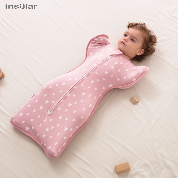 INSULAR Fyra årstider Nyfödd Babysovpåse Nyfödd Baby Sleeveless Sleep Bag Tunn Bomull Mjuk 2-vägs Dragkedja Blöjväxlingsväska Gold Heart M