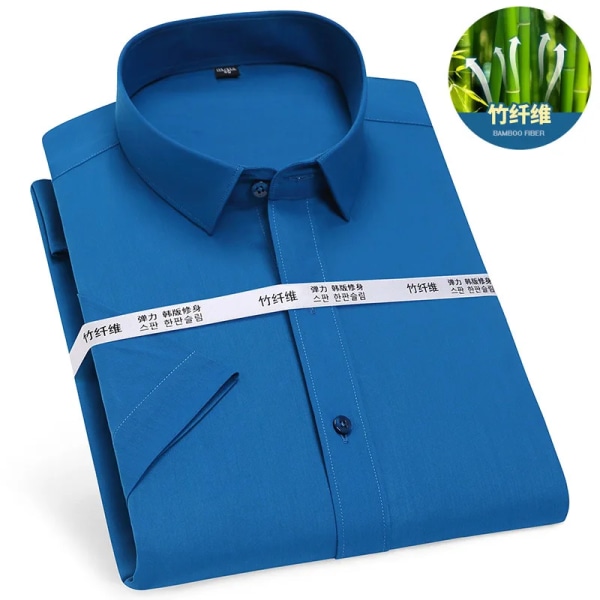 Business Icke-järn bambufiber Casual Ren färg vit skjorta Arbetskläder Mode Slim Daily Herr Button Up Skjorta Kortärmad D746-01 38