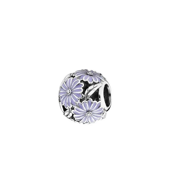 Nya 925 Sterling Silver Lila Murano Pärlor Pansy Blomma Dangle Charm Passa Original Pandora Halsband Smycken Mamma' Dagsgåva JJ077