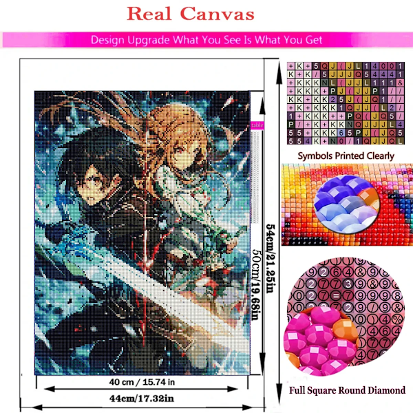 5D Japan Anime Hahmot Timanttimaalaus Sword Art Online Kuva DIY Täysi Mosaiikki Timanttikirjonta Kristalli Koti Dekor Taide 7 Square 30x40cm