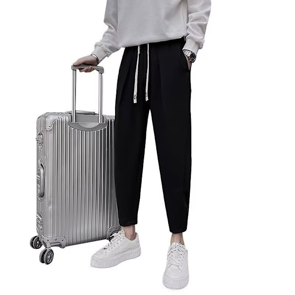 Suorat housut Miehet Ruoshuai Syksy Harem Miehet Housut 2023 Uusi Kevät Ja Syksy Musta Painetut Kauniit Housut Miehet Vaatteet Dark Gray XXXL