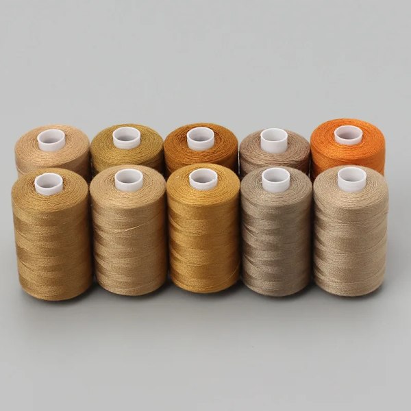 10 Ruller/Sæt God Polyester Sytråd 1000 Yards/Spole Til Hjem DIY Håndværk Reparation Håndsyet Broderi Nålarbejde Tråd Brown1