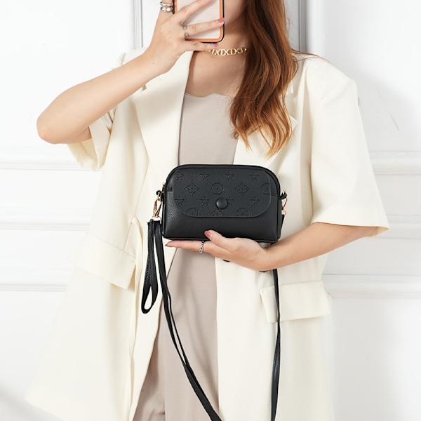 2024 Sommer Ny Clutch Dame Udendørs Clutch All-Matching Lille Taske Dual-Use Mobiltelefon Skulder Messenger Taske Black