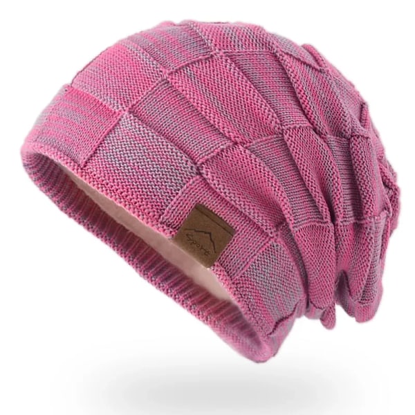 Vintermössa Varm Plus Size Utomhus Stickad Man Kvinna Ull Bomullsmössa Casual Stretch Virkad Beanies Mössa Keps För Kvinnor Män Style1 Rose Red One Size