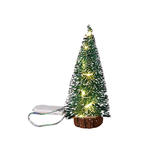 Mini Konstgjord Jul Grön Cedar Led Lights Pine Needle Tree Juldekorationer Desktop Prydnadsgåvor Julgrane F (20cm)