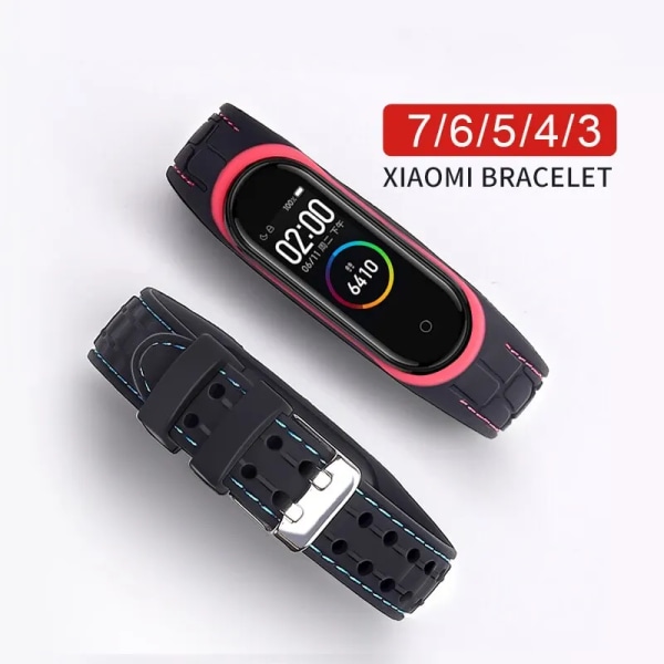 Rem för Mi Band 7 6 5 4 3 Klockarmband Sport Silikon Smartwatch Armband för Xiaomi Mi Band 6 4 7 5 Rem Tillbehör Armband Red