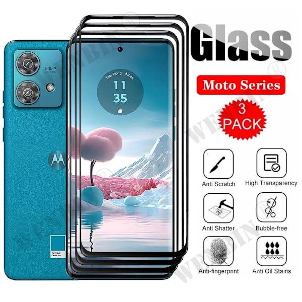 3 Pcs Härdat Glas För Motorola Moto Edge 40 Neo G Stylus Play 2024 G24 G34 G14 G04 G 2023 Böjd Skydd Av Skärmskydd För Full Täcka Moto G34 3 Pcs