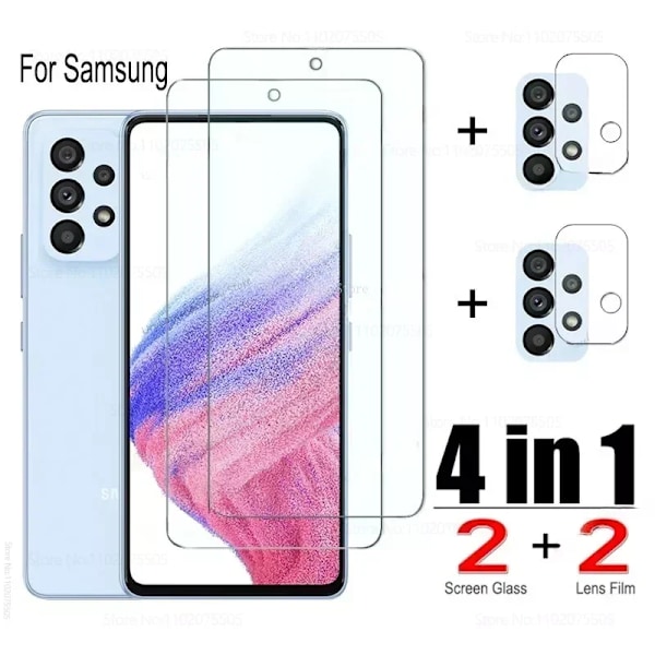 4In1 Härdat Glas För Samsung Galaxy A15 A55 5G A33 A73 A21 A31 Skärmskydd För Samsung A71 A72 A22 A23 A12 A32 A52 A13. for Samsung A52 High Definition