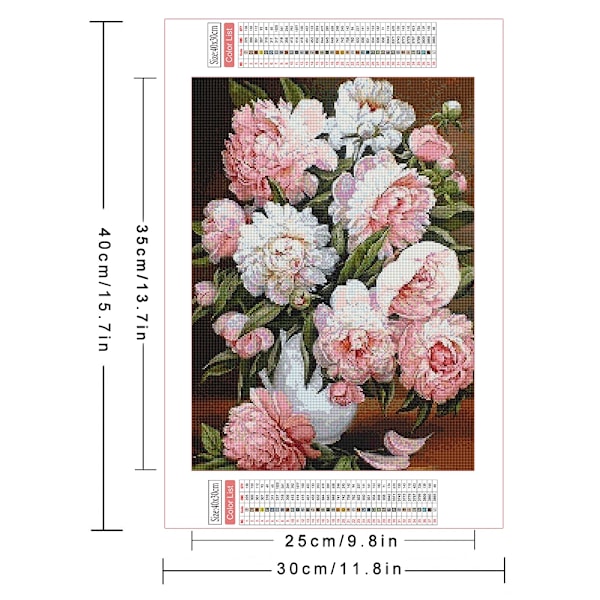 Azqsd Diamantmålning 5D Rosblomma Mosaik Nålverk Fullständiga kit Broderier Försäljning Blommig Heminredning Diy 30X40cm 3-039 30x40cm Full Square