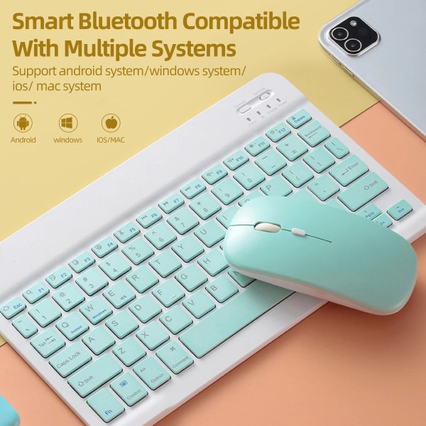 Bluetooth -mus för iPad Samsung MatePad Lenovo MiPad Android Windows Tablet Batteri Trådlös mus för bärbar bärbar dator green