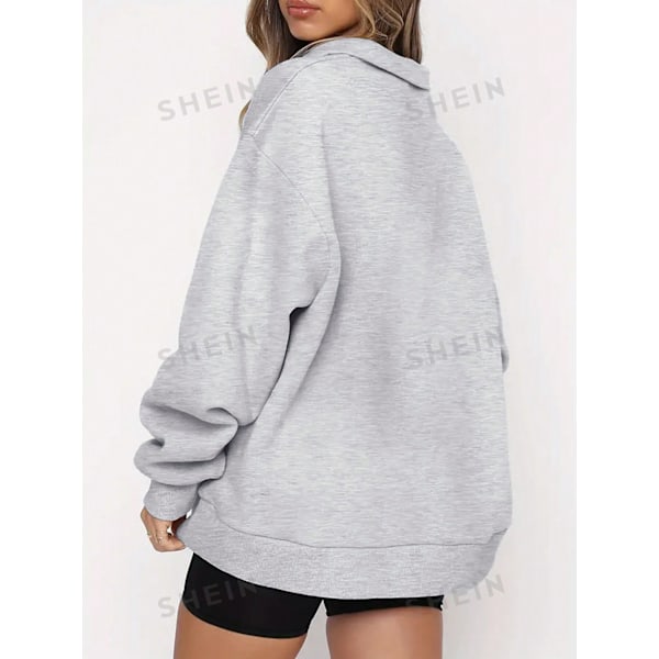 Unity Kvinnors Blixtlås Casual Drop-Skår Lång Ärm Dagligen Hoodie. Light Grey S