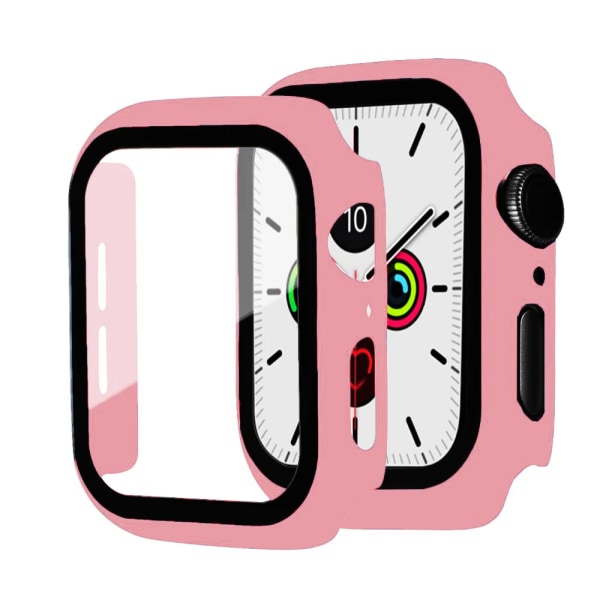 Glas+ cover För Apple Watch Case 44mm 40mm 42mm 38mm stötfångare Skärmskydd för Apple Watch Tillbehör 9 8 7 6 5 4 3 41mm 45mm Rouge 26 Series 7-8-9 41mm