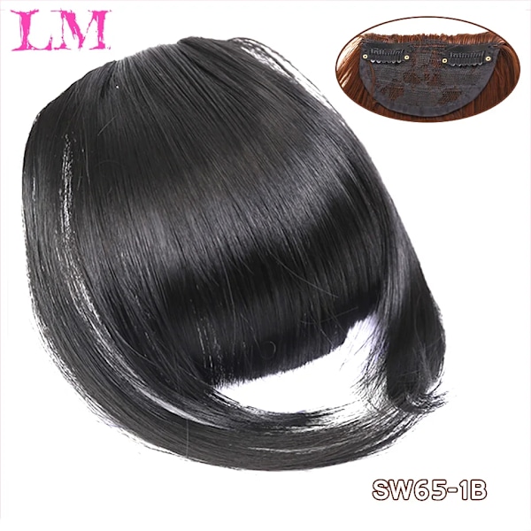 Lm Naturlig Straight Syntetiska Blunt Bangs Hög Temperatur Fiber Brun Kvinnor Clip-In Fulla Bangs Med Fringe Av Hår 6 Tums SW65-1B