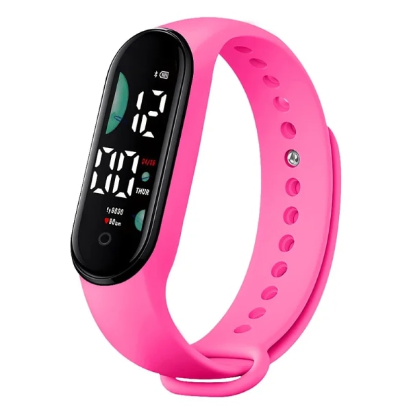 Watch Elektronisk LED Digital armbandsur för kvinnor Mode Casual Enkel Silikon Touch vattentät armbandsklocka 09 Pink