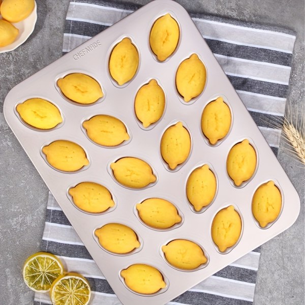 1 st 20-koppar non-stick mini citron form, lätt att använda rent hålrum kolstål Mimi citronformade muffins molds, bakverk, bakverktyg