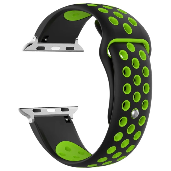 Sportrem För Apple Watch -band 40 mm 44 mm 49 mm 45 mm 41 mm 38 mm 42 mm Silikonarmband iWatch-serien 9 8 7 6 5 3 se ultra 2 band 6 black and green 38 40 41 mm