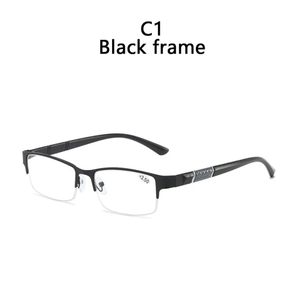 Läsglasögon för män Anti Blue Light Metal Halvram Presbyopiska glasögon för dator med dioptrier Optiska glasögon 1,5 2,5 C1