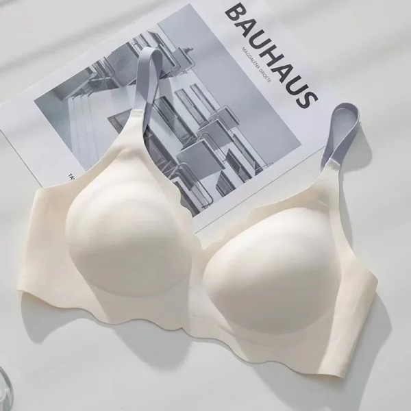 Push Up BH Sömlös Osynlig BH För Kvinnor Sexiga Underkläder Djup Vneck Wire Gratis BH BH Avtagbara kuddar Bralette Underkläder WHITE without heart XL 38 85ABC