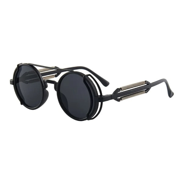 Klassiska gotiska Steampunk solglasögon Lyxdesigner högkvalitativa män och kvinnor retro runda solglasögon för datorram 4
