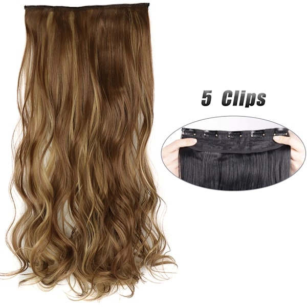 Syntetisk 5 Clip I Hår Extensions Lång Rak Frisyr Hårpiece Svart Brun Blond 80Cm Naturliga Falska Hår För Kvinnor 12H24 55CM-22inch