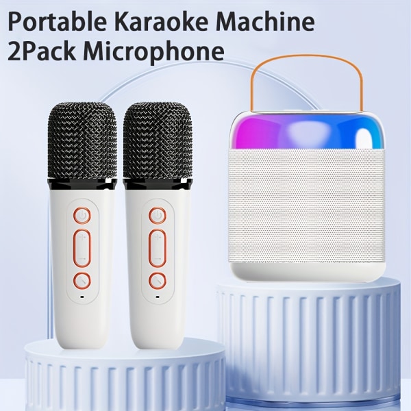 Jul, halloween, födelsedagspresenter BT trådlös karaokemaskin med variabel LED-ljudljus, trådlösa enkla, dubbla mikrofonhögtalare