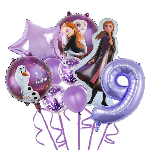 9Pcs Disney Fryst Prinsessan Elsa Anna Ballonger Baby Dusch Barns Födelsedag Fest Dekoration Ballong Aluminiumfolie Ballongen style-18 As Picture