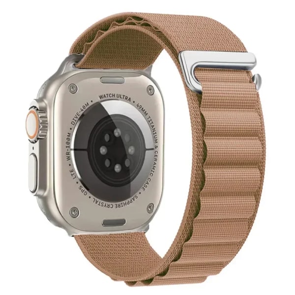 Nylon För Apple Watch Ultra/2 49mm Series 9 8 7 45mm 41mm Sport klockarmband som andas För iwatch 6 5 4 3 SE 44mm 40mm 42mm 44 Brown 42mm 44mm 45mm 49mmm