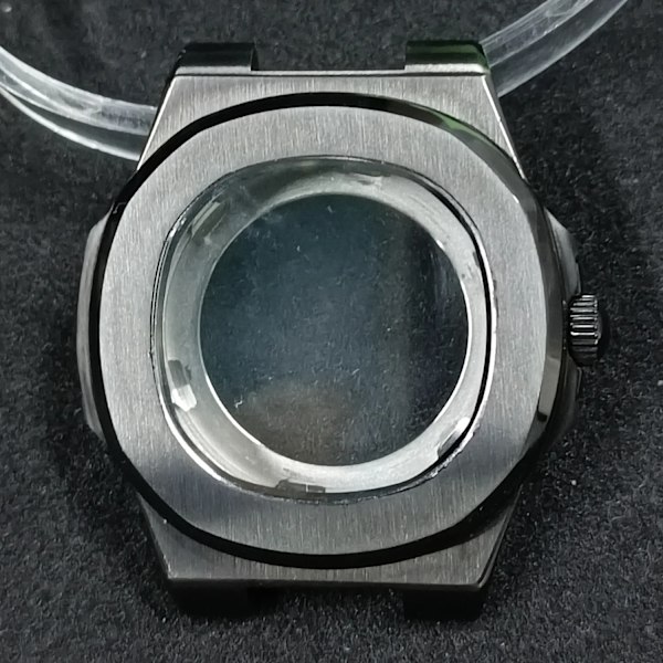 39,5 mm Sølv Urkasser Urrem Dele Safir Krystal Glas Til Modificeret Nautilus NH34 NH35 NH36 NH38 Bevægelse black case