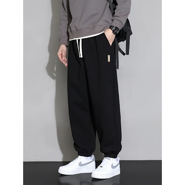 Plus Storlek Mäns Svettbyxor 8Xl 7Xl 6Xl Sportkläder Elastisk Midja Casual Baggy Byxor Svart Ge Bomull Joggers Manliga Lös Byxor GRAY 4XL (36-38)