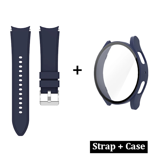 Case Band För Samsung Galaxy Watch 4/5/6 40Mm 44Mm Silikone Armband Skärmskydd Skärmskydd För Samsung Klocka 6 Classic 43Mm 47M Midnight Blue Galaxy Watch 6 40mm