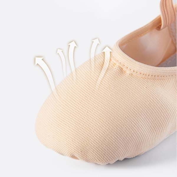 1 par bekväma och flexibla canvas-baletttofflor för flickor - Elastiska dansskor med delad sula för barn och småbarn Skin color CN33(EU33)