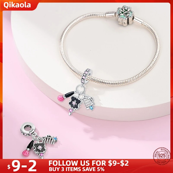 S925 Sterling Silver Larm Klocka Pärlor Kostym Mästare Vidhängelse Fit Original Pandora Armband För Kvinnor Födelsedag Fina Smycken Gåva PAC1295