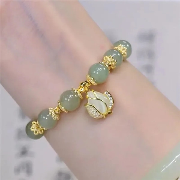 VENTFILLE Guld Färg För Kvinnors Hetian Jade Armband Blad Dubbellager Smycken Flickor Presenter Dropshipping XZBT045-Maple