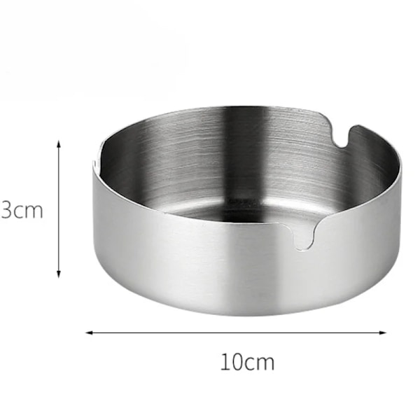 Robust Och Tjock 201 Rostfritt Stål Askfat För Stark Och Hållbar Användning Enkel Och Lätt Ren Askfag Silver 10cm