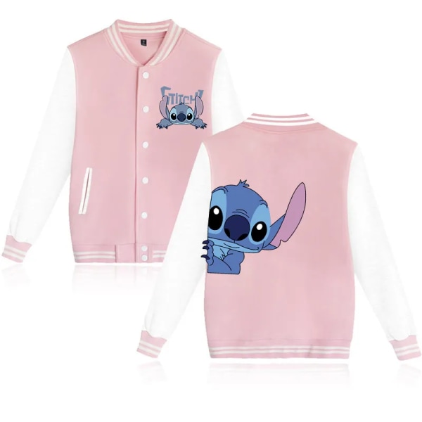 90s Hoodie Lilo Stitch Baseballjacka Herr Dam Sweatshirt Barn Pojkar Flickor Harajuku Jackor Streetwear Collegerockar Y2k 59011 140CM