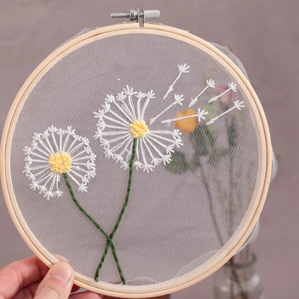 Diy Blommor Växter Mönster Broderier Set Needlework Verktyg Tryckt Nybörjare Broderier Runda Kors Stygn Kite Syfartyg C6